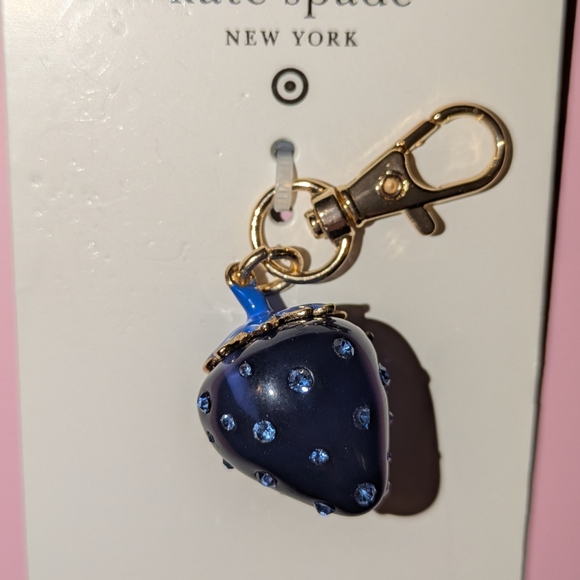 Kate Spade x Target Blue Strawberry Bag Charm Rhinestones Limited Edition - Picture 3 of 3